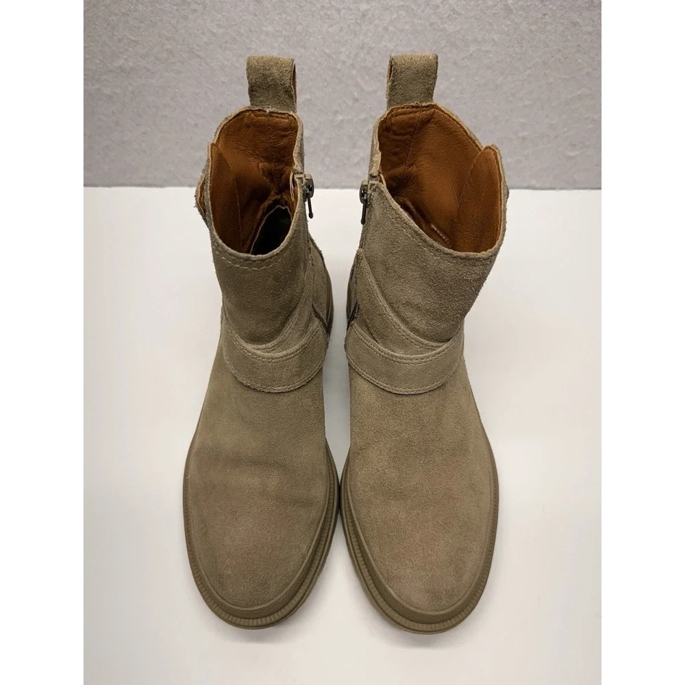 Lucky Brand LP-Elyton Women's Taupe Suede Ankle Boots Lug Sole Buckle Size 7